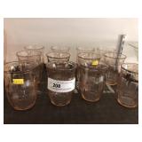 12 Pink Depression Juice Glasses