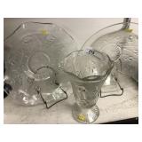 3 Pieces of Iris Pattern Glassware