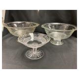 3 Pattern Glass Compotes