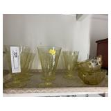 11 Pieces of Amber Depression Glassware