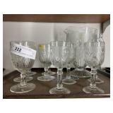 Iris Pattern Water Pitchers and 10 Goblets
