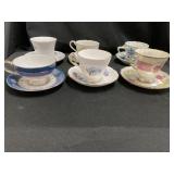 6 Decorated Chinaware Cups and Saucers
