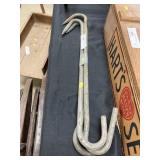 3 Early Galvanized Meat Hooks