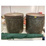 2 Early Tin Lard Cans