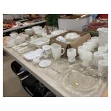 Assorted Milk Glass and Serving Dishes