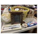 Assorted Photo Frames, Reference Books, Cake