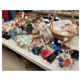 Assorted Porcelain Dolls, Vanity Mirror