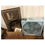 Assorted Framed Goods and Vintage Box Fan