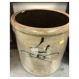 4 Gallon Blue Slip Decorated Storage Crock