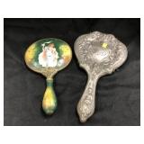 Early Silver Plate and Porcelain Vanity Mirror