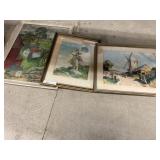 Oil on Board With 2 Framed Prints