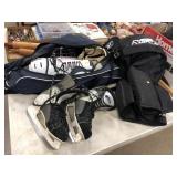 Ice Skates, Hockey Helmet, Knee Pads, Etc.