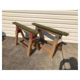 (2) Wooden Saw Horses