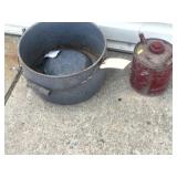 Enameled Wash Tub & Kerosene Can
