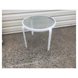 Metal Glass Top Patio Side Table