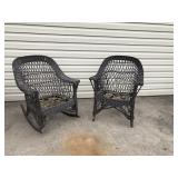 (2) Repainted Wicker Rocker & Side Chairs