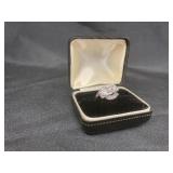 14K White Diamond Ring