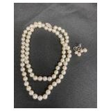 14K White Gold Earrings & Necklace