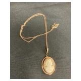 14K Necklace With Carved Cameo