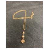 14K Necklace With 3 Small Diamonds