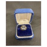 10K Ring With Carved Blue Stone