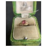 10K Ring With Pink Stone
