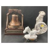 Liberty Bell Advertising, Dog Clock, Metal Horse