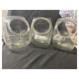 3 Glass Canister Store Display Jars