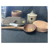 Vintage Wooden Bucket With Wire Handle