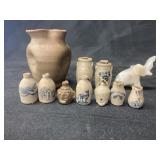 Miniature Contemporary Blue Slip Decorated Jugs