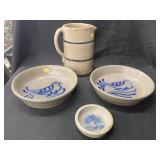 Contemporary Stoneware With Blue Slip Decoration