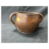 Vintage Redware Double Handled Bowl