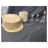 Glazed Ceramic Storage Jar, Vintage Hat