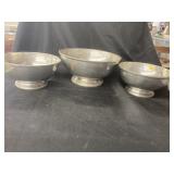 (3) Stieff Williamsburg Pewter Bowls