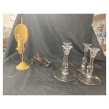 4 Clear Glass Candlesticks With Electric Light