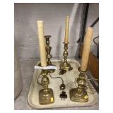 4 Brass Push Up Vintage Candlesticks