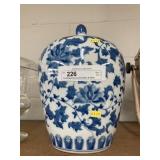 Contemporary Covered Blue & White Ginger Jar