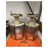 (2) Hexagon Brass Ceiling Lights