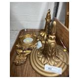 Vtg. Gilt Wall Sconces & Decorative Mirror