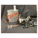 (3) Fishing Reels, Old Pal Can, Pocket