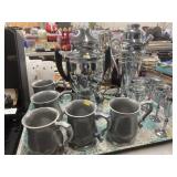 Vtg. Chrome Coffee Pot, Cocktail Shaker,