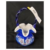 Hand Painted Fenton Art Glass Basket