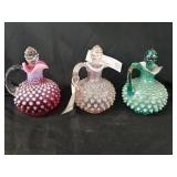 3 Fenton Hobnail Cruet Bottles