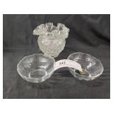 Fenton Art Glass Vase With 2 Serving Dishes