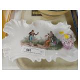 Decorative Chinaware Plate and Alabaster Egg