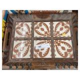 Carved Wood Tile Top Serving Tray