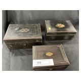 Early Wood Inlaid and Stencil Decorative Storage B