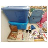 Storage Totes and Assorted Sports Memorabilia