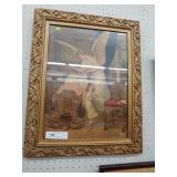 Early Guilt Frame Lithograph of Angel