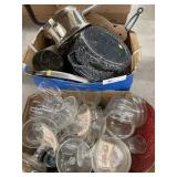 Glassware, Kitchenwares, Pots, Sifter